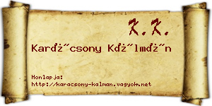 Karácsony Kálmán névjegykártya